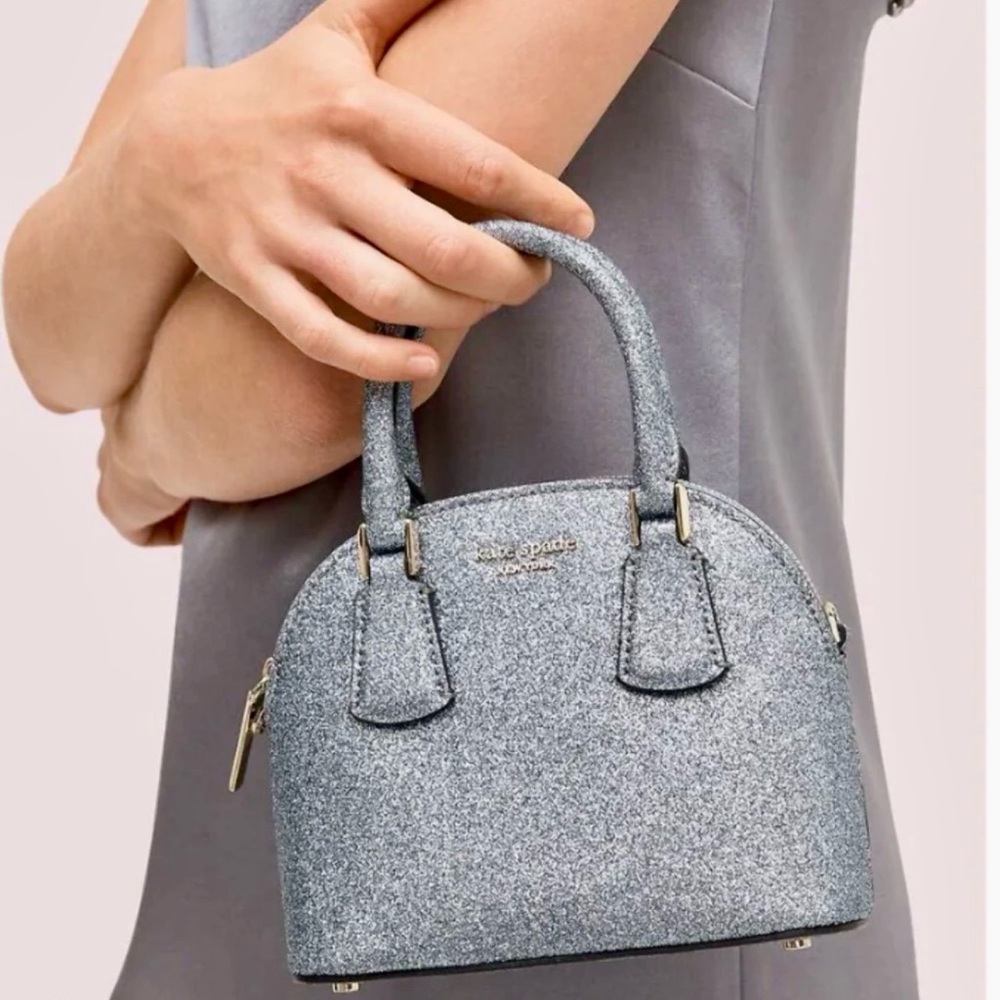 Kate Spade Mini Sylvia Glitter Crossbody Silver NWT!